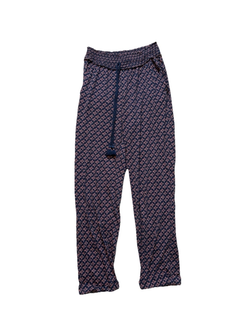 by Anthropologie Floral Medallion Smocked Waist Jogger Pants Blue Pink Size XS